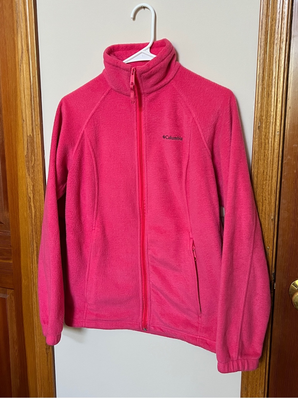 Columbia Womens Benton Springs Fleece Jacket Full Zip Pink Size S Hot Pink